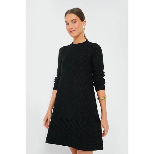 Tuckernuck Ainsley Dress Size M Black Swing Mini Long Sleeve Knit Pomander Place - Picture 3 of 13