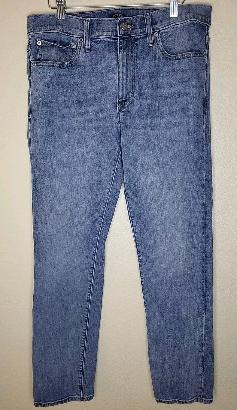 J Crew Flex Jeans Mens 33x32 Actual 30 Slim Straight Stretch Light Wash Preppy