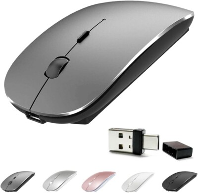 Rechargeable 4 Modes Bluetooth Mouse/Bluetooth 3.0/5.2+USB-2.4G/Type-C Bluetooth