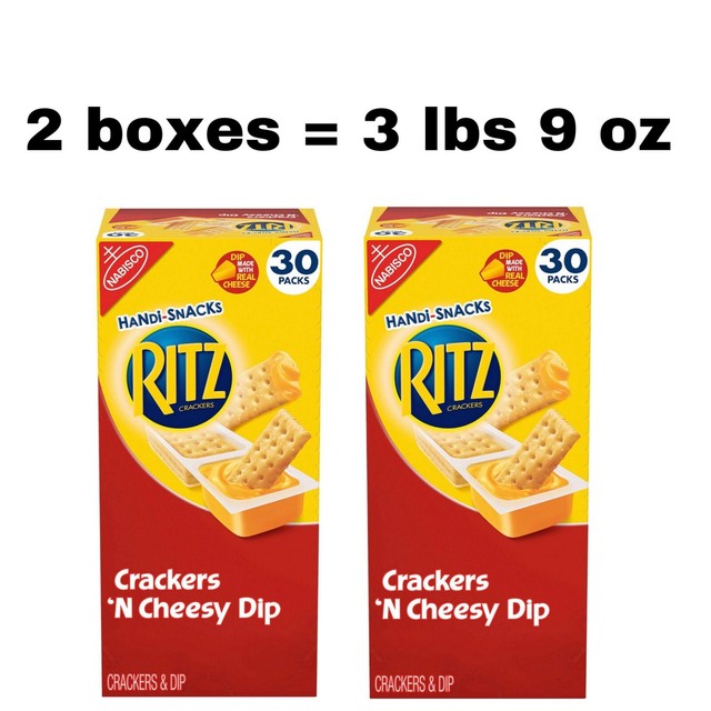 2 Boxes RITZ HandiSnacks Crackers and Cheese Dip 0.95 oz, 30 pk, 3