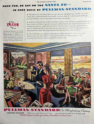 1946 Pullman Standard Railroad Car MFG Co Chicago Santa Fe Train Vintage Print Ad