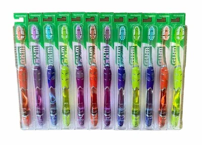 12 Pack SunStar GUM 525 Technique Deep Clean Soft Compact Toothbrushes