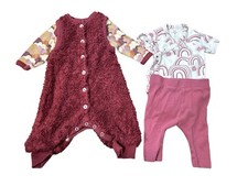 Kate Quinn 0-3 Months Lot Sherpa Jumper Overalls Rainbows Mauve Clouds Bodysuit