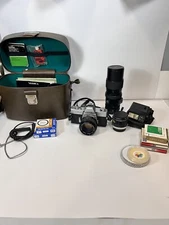 Minolta SRT 201 35mm Film Camera Rokkor X 50mm F1.7 Lens Extra Lens Accessories