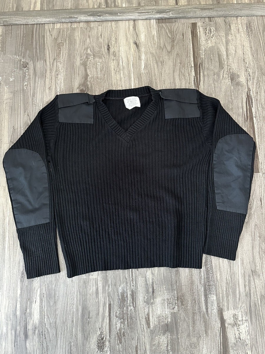 Military Sweater Navy Blue V Neck Size Large