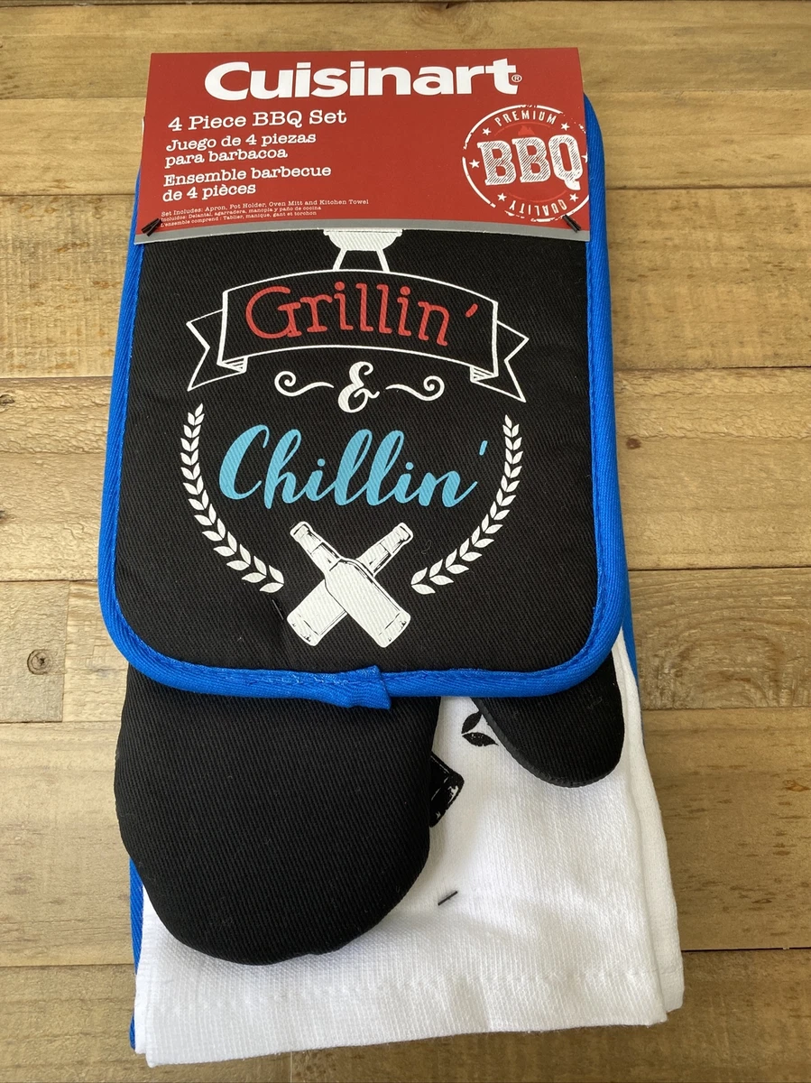 Cuisinart 4 Piece BBQ Set With Apron Kitchen Towel Oven Mitt and