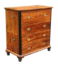 Camphorwood and Ebony Campaign Chest, Mid-Nineteenth Century, RARE.
