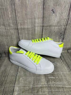 EMPORIO ARMANI White Neon Yellow Nappa Leather Trainers 7 uk BN Sneaker 7uk 41