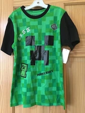 NWT Minecraft Boy Short Sleeve Shirt Green many sizes