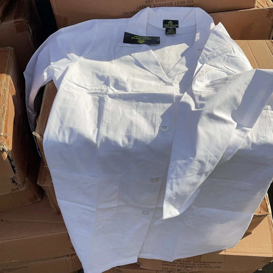 LAB COAT Natural Uniforms  LARGE Medical White Long Unisex Lab Coat NEW - Image 2 of 3