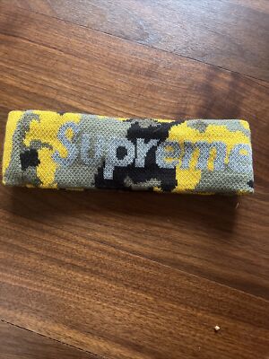 Supreme Black and Gold Camouflage Headband Reflective Headband Supreme Brooklyn Headband Supreme  main image 4