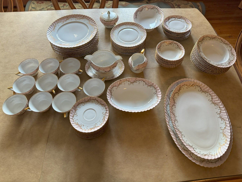 Royal Tettau Elegance Rose Pattern Service for 8 Serving Bowls Platters 1950s