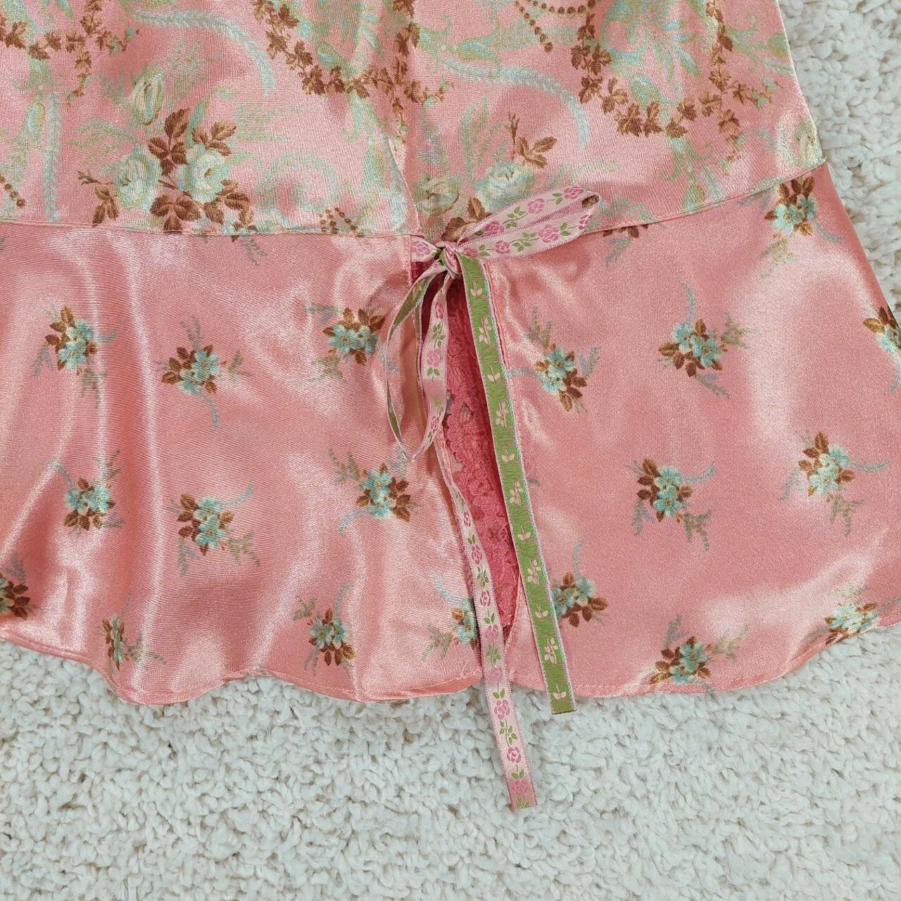 UNDERCOVER Abito slip babydoll vintage Victoria's Secret Angels raso Y2k floreale. Taglia L.