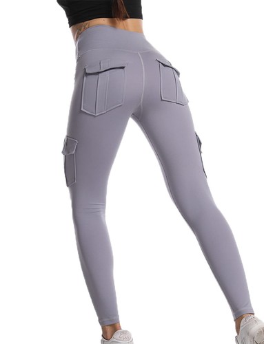 Cargo Leggings with Pockets for Women High Waisted Elastic Yoga Workout Loung...