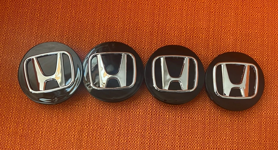 4x HONDA Set Of Black Wheel Center Caps 69MM - - Satisfaction Guaranteed - Image 2 of 4