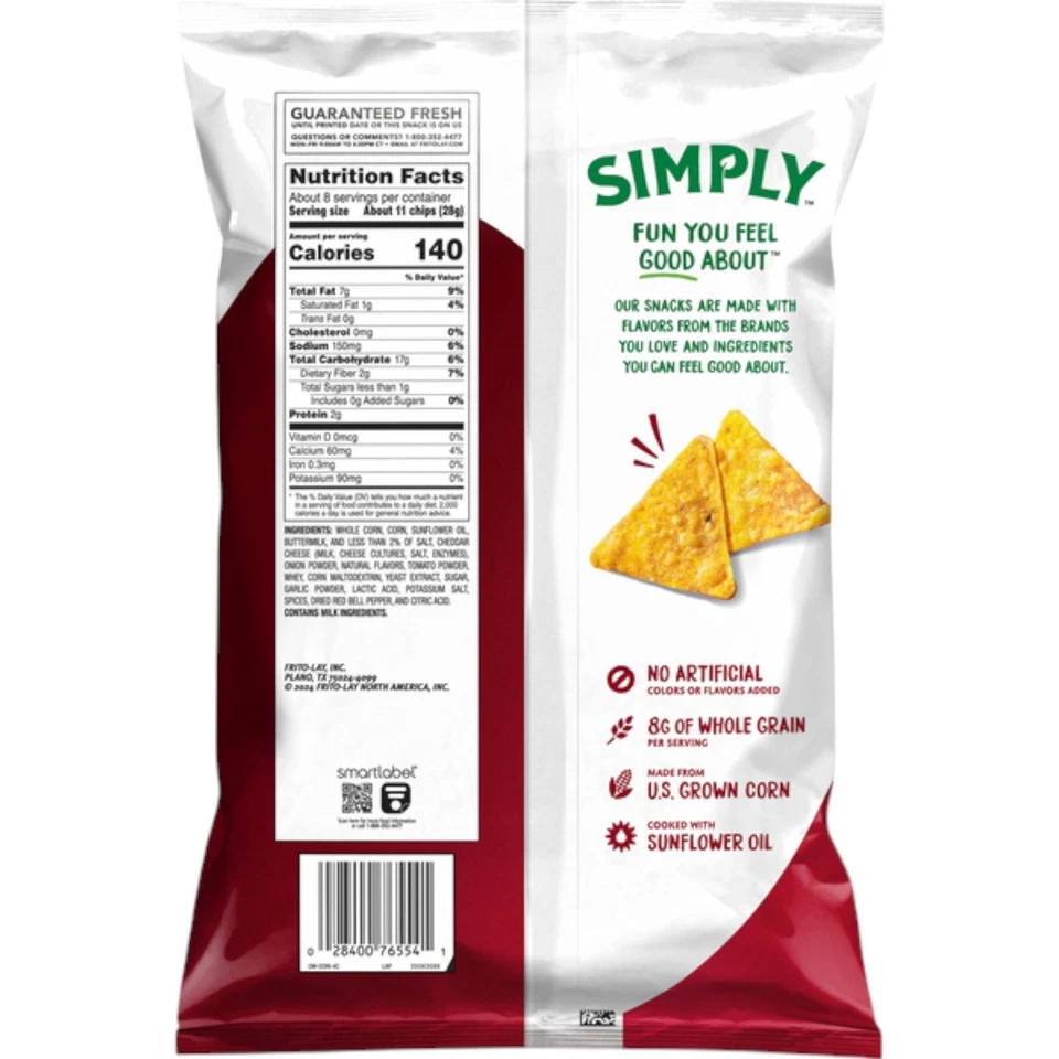 (Paquete de 3) Doritos Simply White Cheddar Nacho® Sabor Tortilla Chips Bolsa de 7 OZ Foto 3 de 4