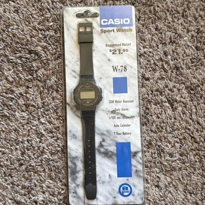 NOS Rare Vintage Casio W-78 Men s Digital Alarm Chronograph Sports Watch JDM 80s