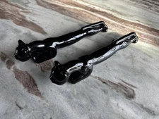 Long Prowling Black Panther Cat Salt & Pepper Ceramic Shakers Vtg Retro MCM