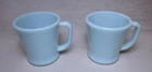 Vintage Set Of 2 Fire King Delphite Turquoise Blue Milk Glass D Handle Mug