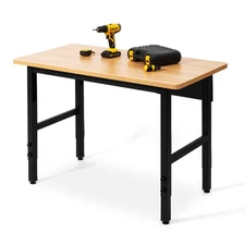 Spanspace 48" L X 24" W Heavy-Duty Adjustable Workbench Hardwood Top Worktable