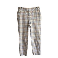 Talbots Crop Pants Stretch Multicolor Plaid Women's Size 8 Made in Hong Kong