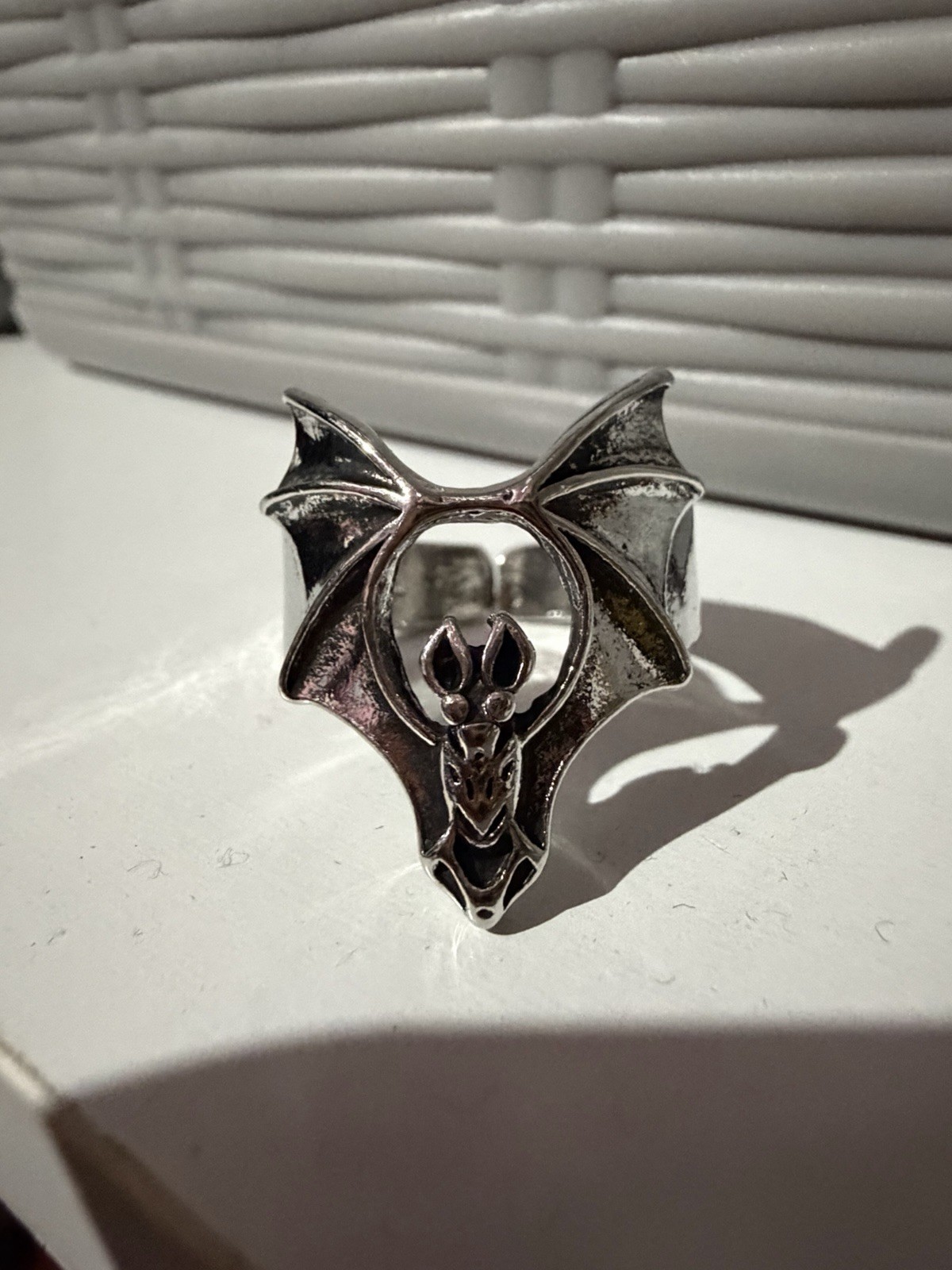 Bat Statement Silver Metal Ring Gothic Halloween … - image 3