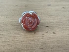 NF Signed Carnelian Agate Rose Sterling Silver Ring Sz 6.25
