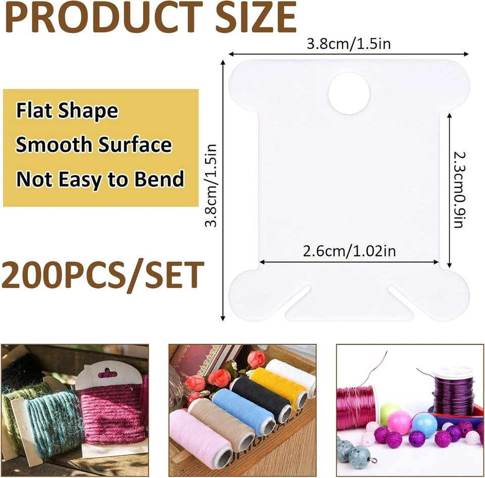 200 шт. белых пластиковых бобин/органайзеров для вышивки крестиком - Изображение 2 из 4