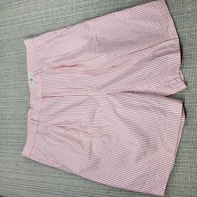 Fairway & Greene Shorts Mens 40 Pink Seersucker Striped Bermuda Pleated Summer