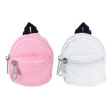Mini Doll Zipper Backpack, Tiny Doll Backpack Pink/White, 2pcs 
