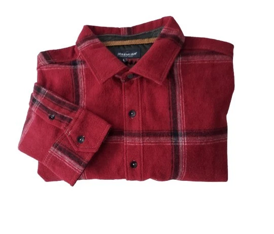 JEREMIAH Men's Flannel Shirt Red Plaid Wool Blend Hiking Outdoor GORP NEW NWT
