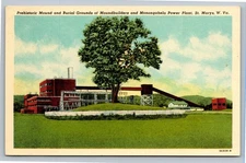 Vintage Prehistoric Mound & Monongahela Power Plant St. Marys WV Postcard