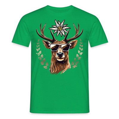 Cooler Hirsch Mit Sonnenbrille Und Edelweiß Männer T-Shirt