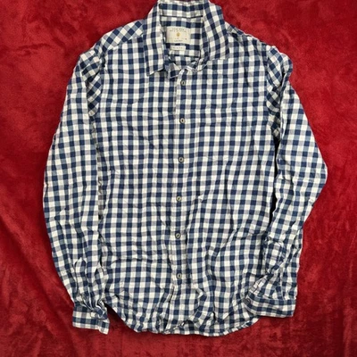 ZARA MAN Denim Collection Chemise Boutonnée Slim Fit Bleu Blanc Carreaux Gingham - Photo 1/4