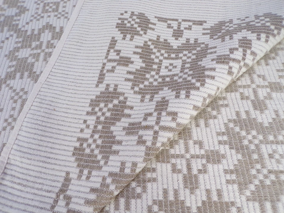 Manta TEJIDA Colcha Patrón Geométrico Crema Beige Algodón 79" x 56" C25 Foto 4 de 4