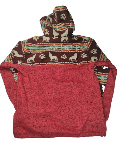 Azteken heulender Wolf Kunuk 100 % Akril Kordelzug Hoodie Größe Large - Bild 6 von 7