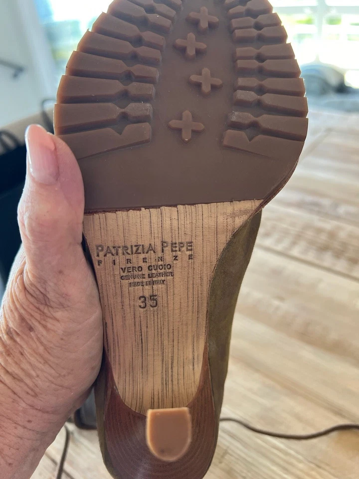 patrizia pepe Green Suede Combat Stiletto Boots NEW 35 - Image 3 of 4