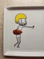 CRATE BARREL CB2 OLIVER Football Appetizer Snack Plate 