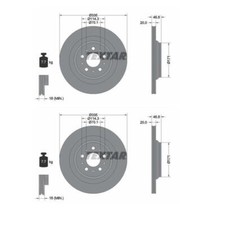 2x Textar 92343303 Bremsscheibe für Tesla Model 3 5YJ3