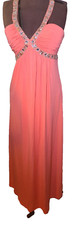 Hailey Logan by Adrianna Papell Long Formal Maxi Halter Dress Coral size 3/4