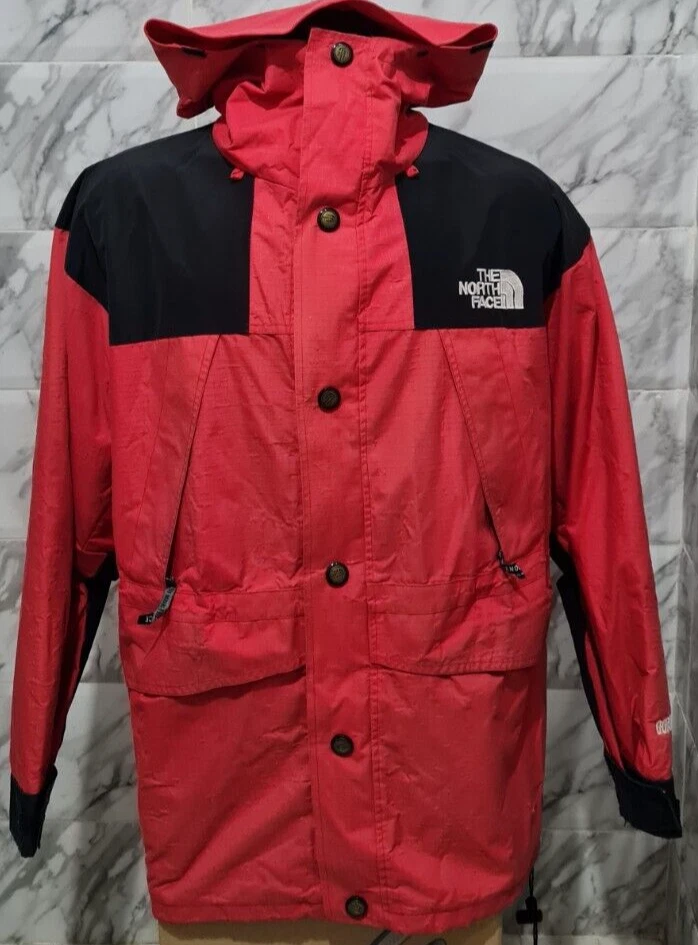 THE NORTH FACE GORE TEX RED BLACK 100%NYLON HOODED JACKET COAT SIZE