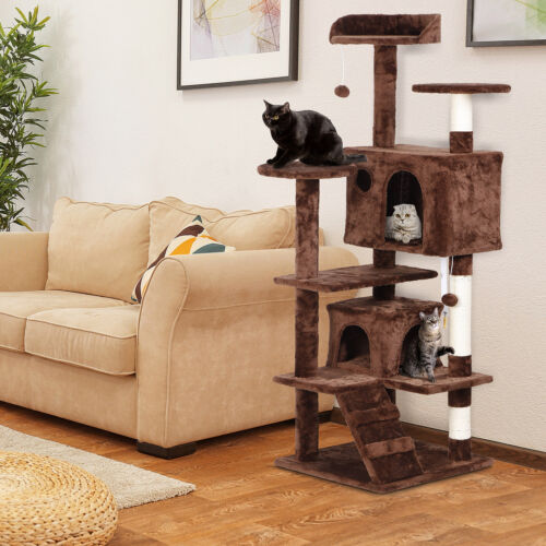 55" Cat Tree Tower Scratching Condo Tower Activity Center Playing House Rest - Picture 48 of 69