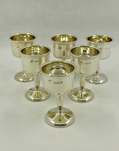Cased Set of 6 Antique Sterling Silver Shot Glasses/Cups/Goblets Birmingham 1926 - Picture 5 of 11
