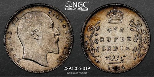 British India 1904B INDIA RUPEE NGC UNC Details