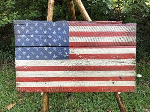 American Flag On Vintage Barn Wood 19x33 Original Folk Art Ebay