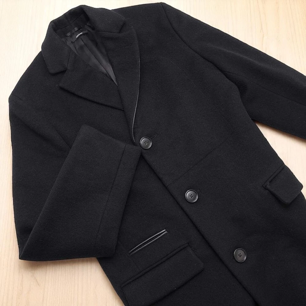 HERMÈS Cappotto lungo HERMES 100% cashmere PT9443 nero taglia:44 donna con bottoni appendiabiti