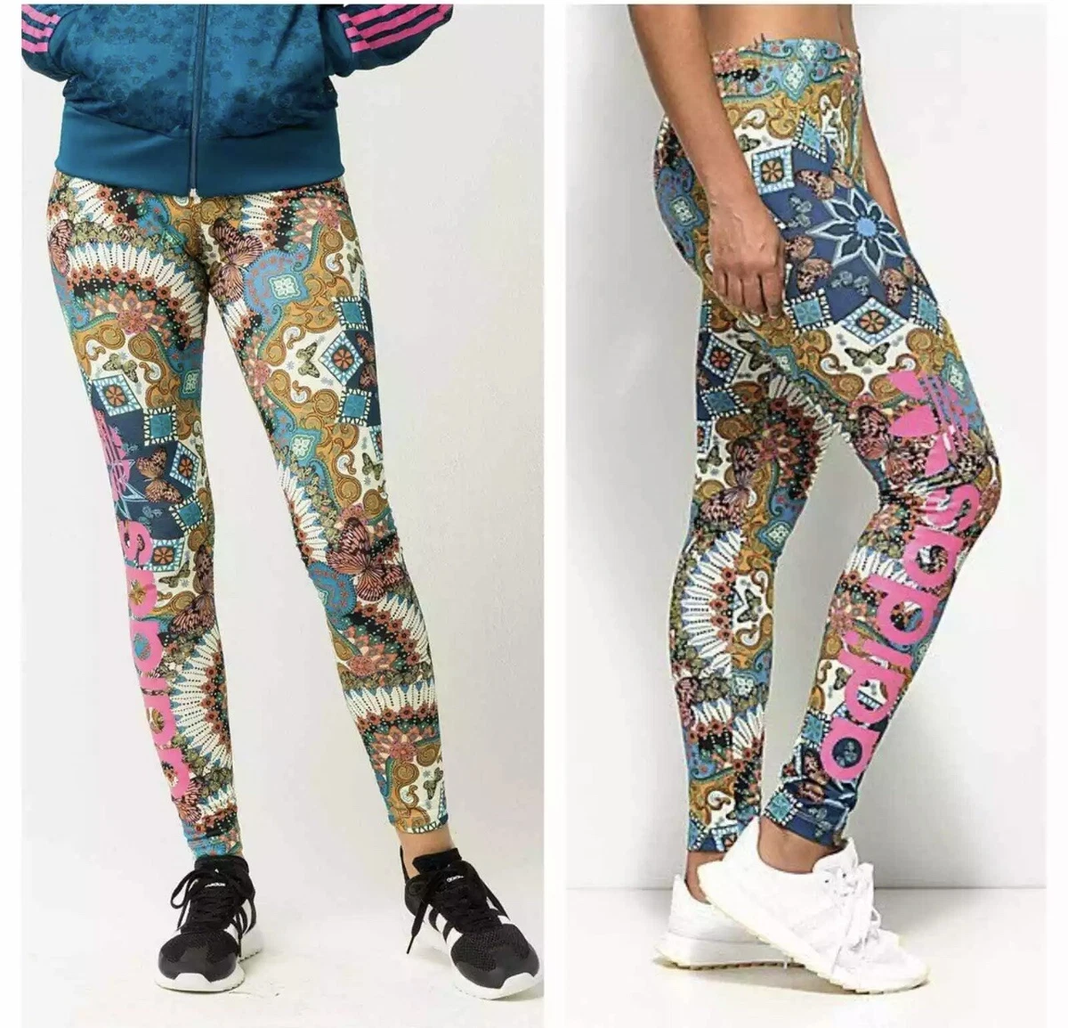 Adidas Originals x FARM Rio Size 2XS Borbomix Leggings Trefoil Mixed Print