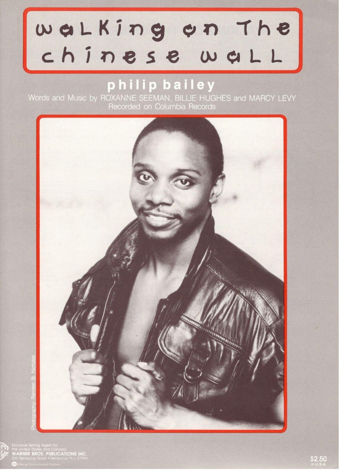 PHILLIP BAILEY WALKING ON THE CHINESE WALL SHEET  MUSIC-PIANO/VOCAL/CHORDS-NEW!