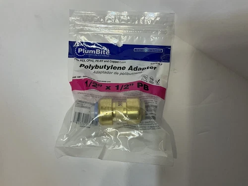Jones Stephens C77414LF 1/2" Polybutylene x 1/2" PlumBite Push On - Brass - Picture 1 of 5