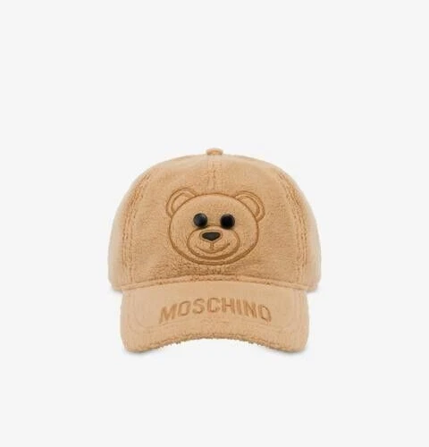 AW23 MOSCHINO Couture Jeremy Scott Brown Teddy Bear Baseball Cap 100% Viscose